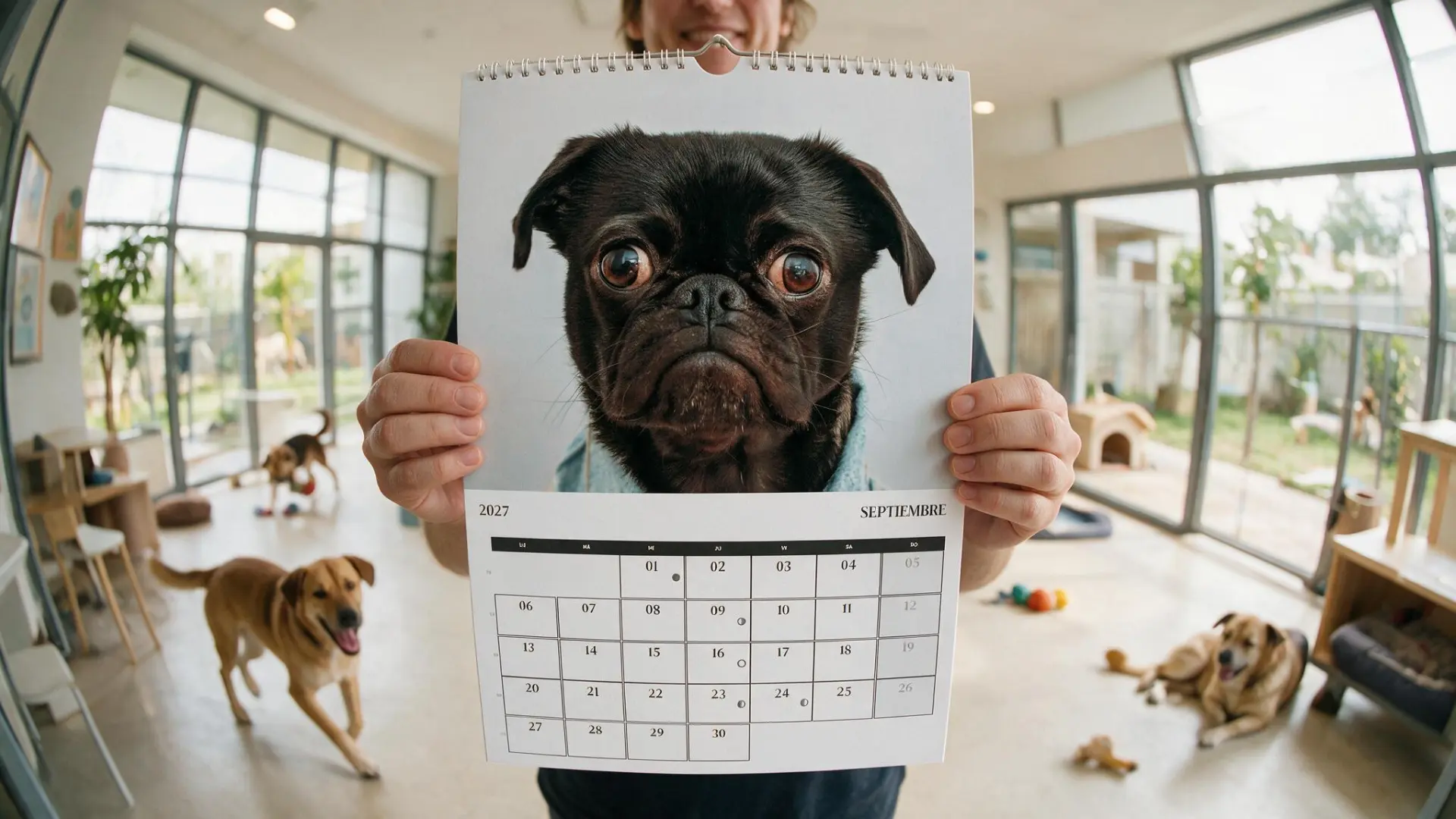 Fotografía de mascota en una página del calendario